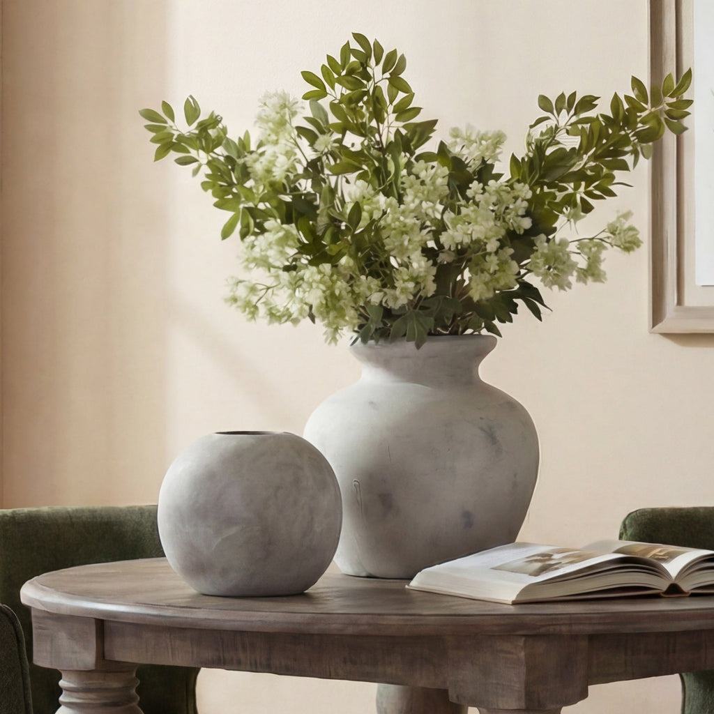 Darcy Antique White Vase - Antique White Ceramic Decorative Vase-2
