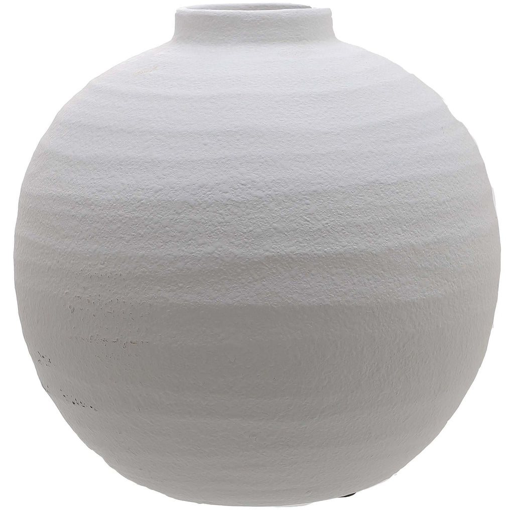 Tiber Matt White Ceramic Vase - Antique White Ceramic Decorative Vase