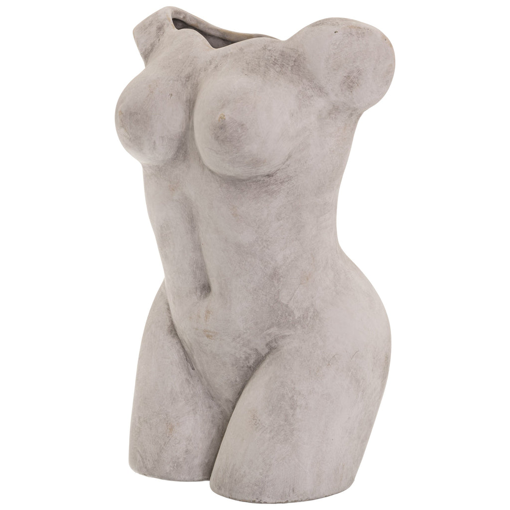 Female Figure Vase - Antique White Stoneware Decorative Vase-1
