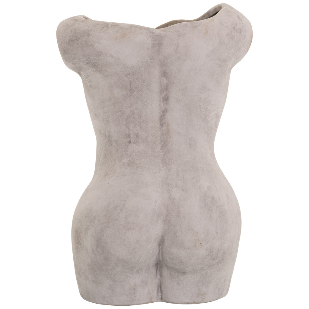 Female Figure Vase - Antique White Stoneware Decorative Vase-2