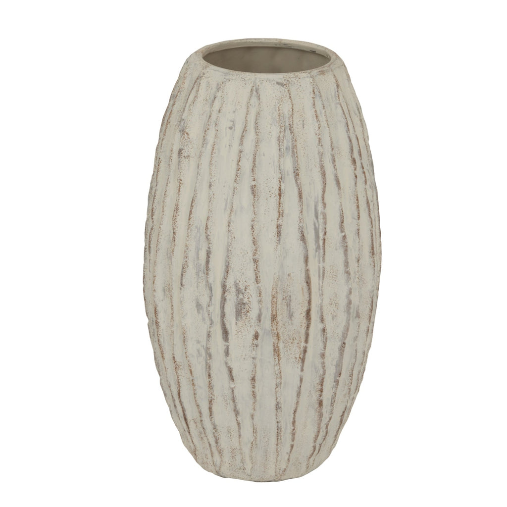 Lorenzo Large Fin Vase - Stone Ceramic Decorative Vase-0