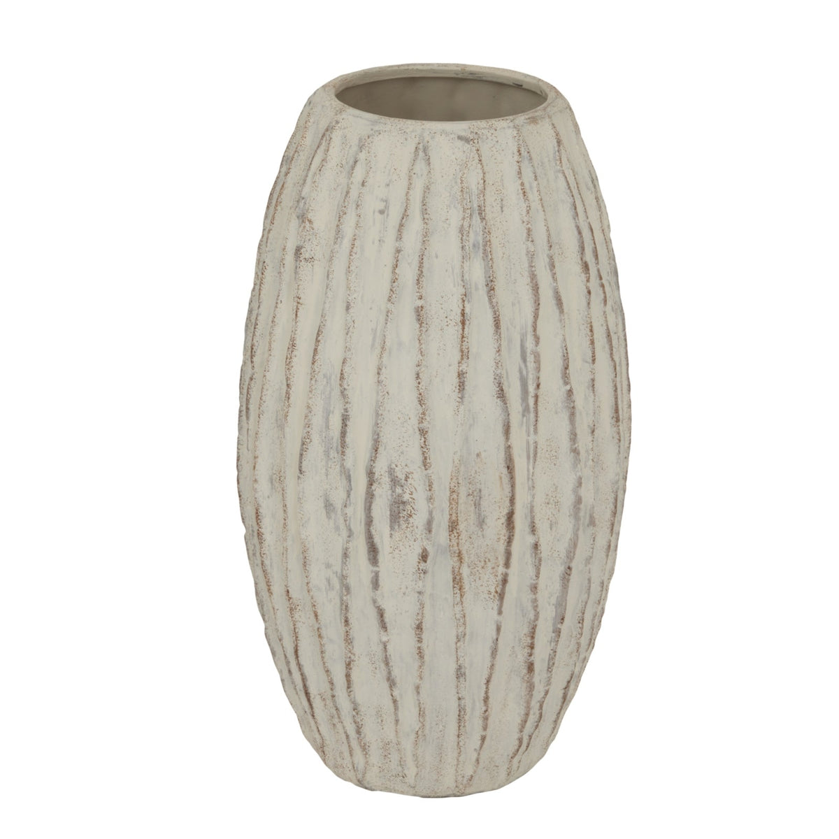 Lorenzo Large Fin Vase - Stone Ceramic Decorative Vase-0