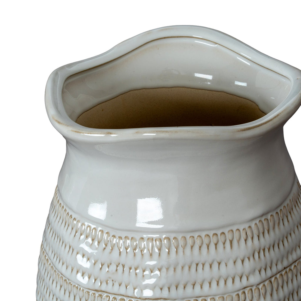 Tava Medium Hewn Vase - Grey Ceramic Decorative Vase