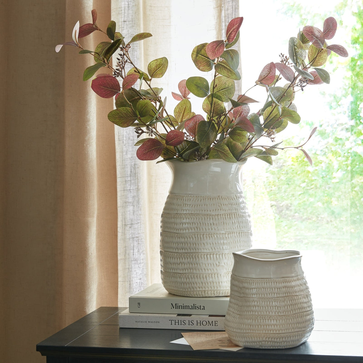 Tava Medium Hewn Vase - Grey Ceramic Decorative Vase