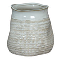 Tava Wide Hewn Vase - Emerald Green Ceramic Decorative Vase-0