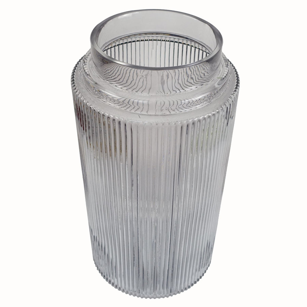 Glass Vase Clear Ridged Glass Vase 31cm Botanik-3