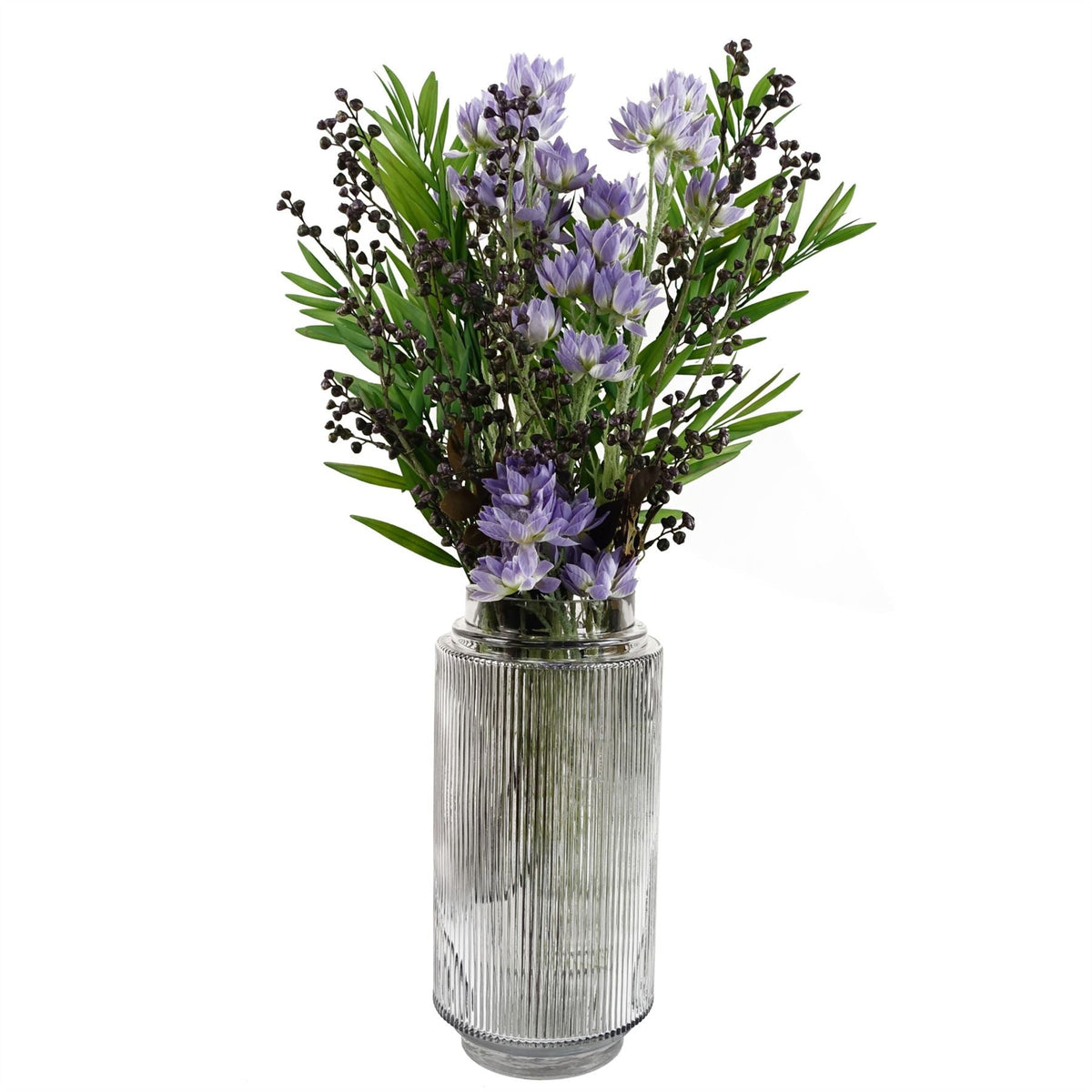 Glass Vase Clear Ridged Glass Vase 31cm Botanik-2
