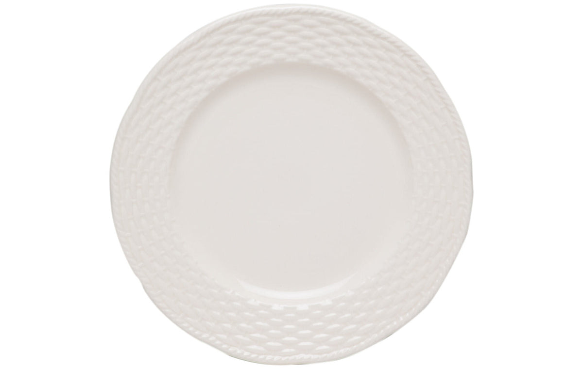 White Four Piece Weave Stoneware Service For Four Dinner Plate Set-2