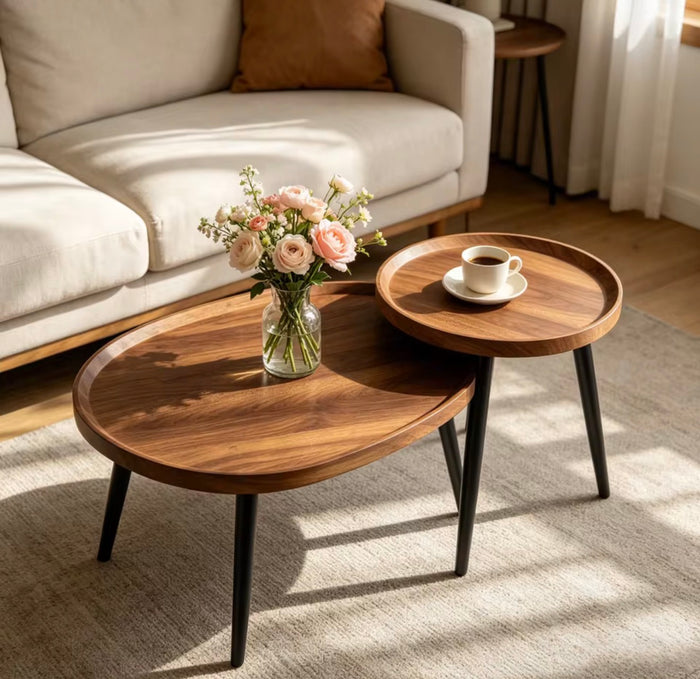The Alderney Walnut-Effect Nesting Coffee Table Set