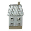 Lyla Glazed Ceramic House Ornament with Textured Detail and LED