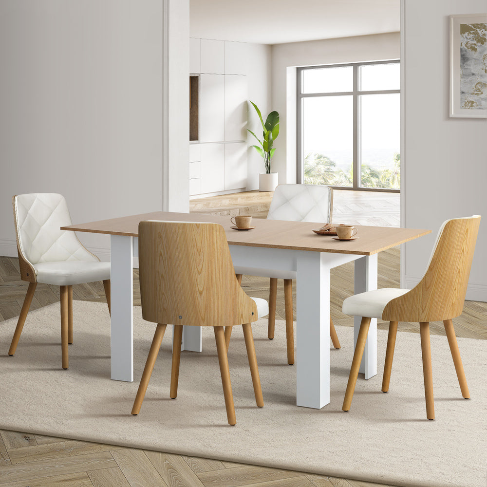 NNEED Extendable Dining Table & 4pcs Chair with Leather Seat-1