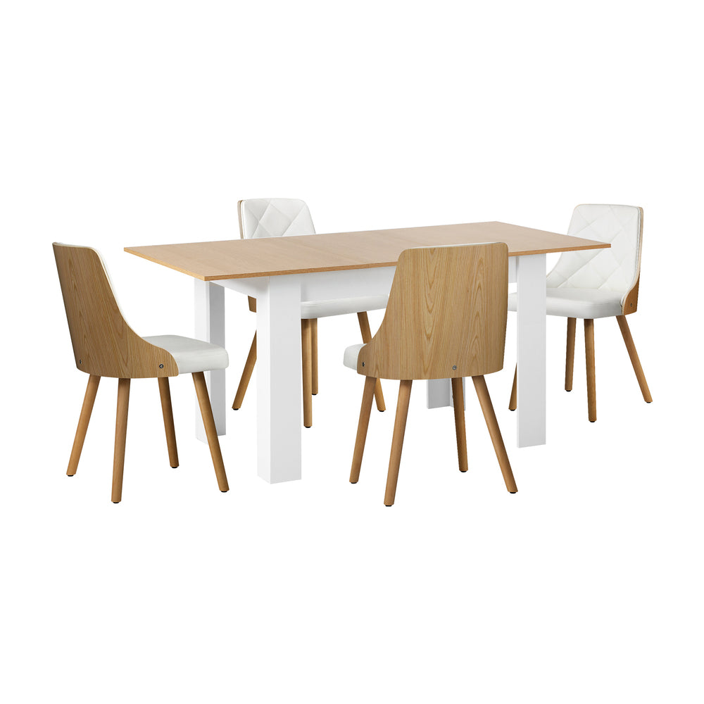 NNEED Extendable Dining Table & 4pcs Chair with Leather Seat-0