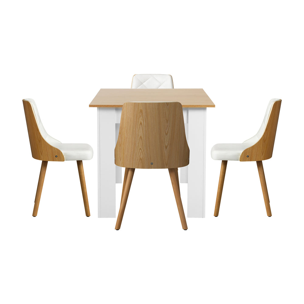 NNEED Extendable Dining Table & 4pcs Chair with Leather Seat-2