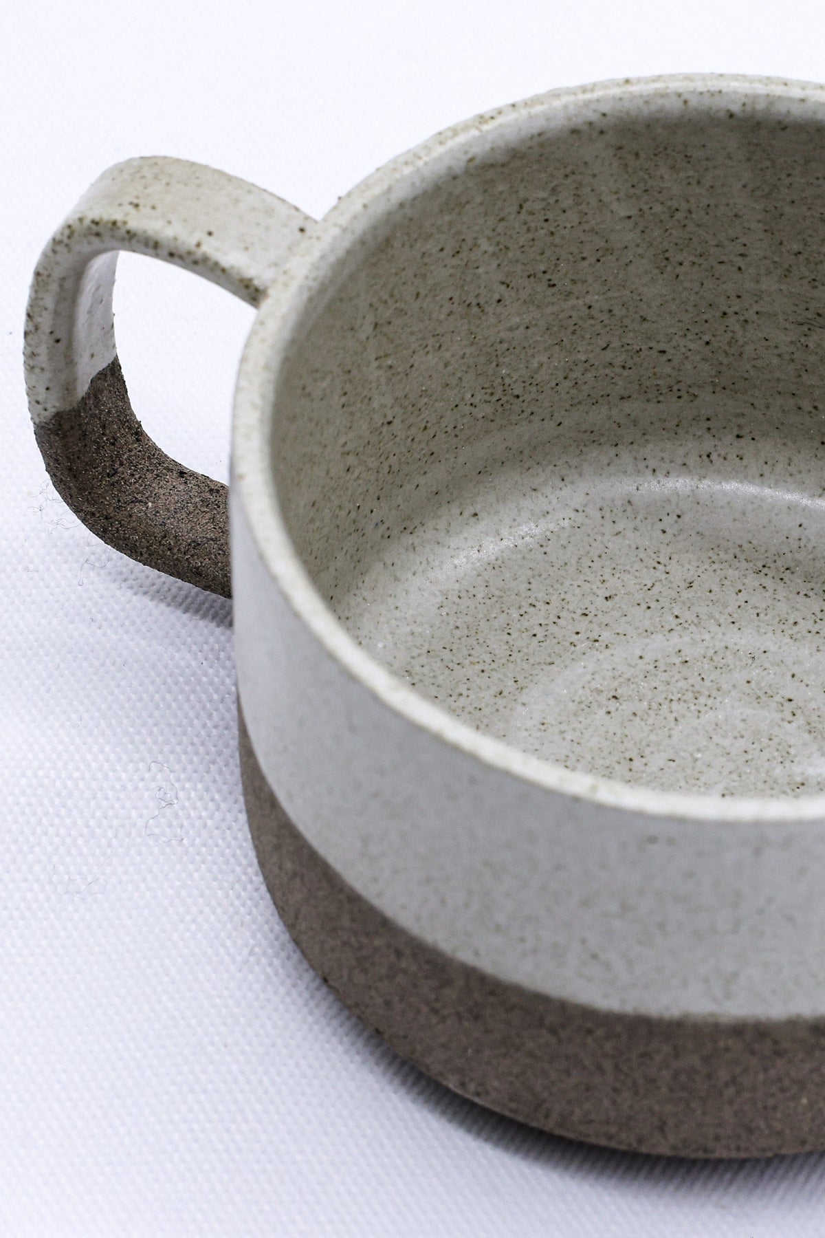 Matte White Handmade Ceramic Smoked Grey Stoneware Big Ceramic Mug