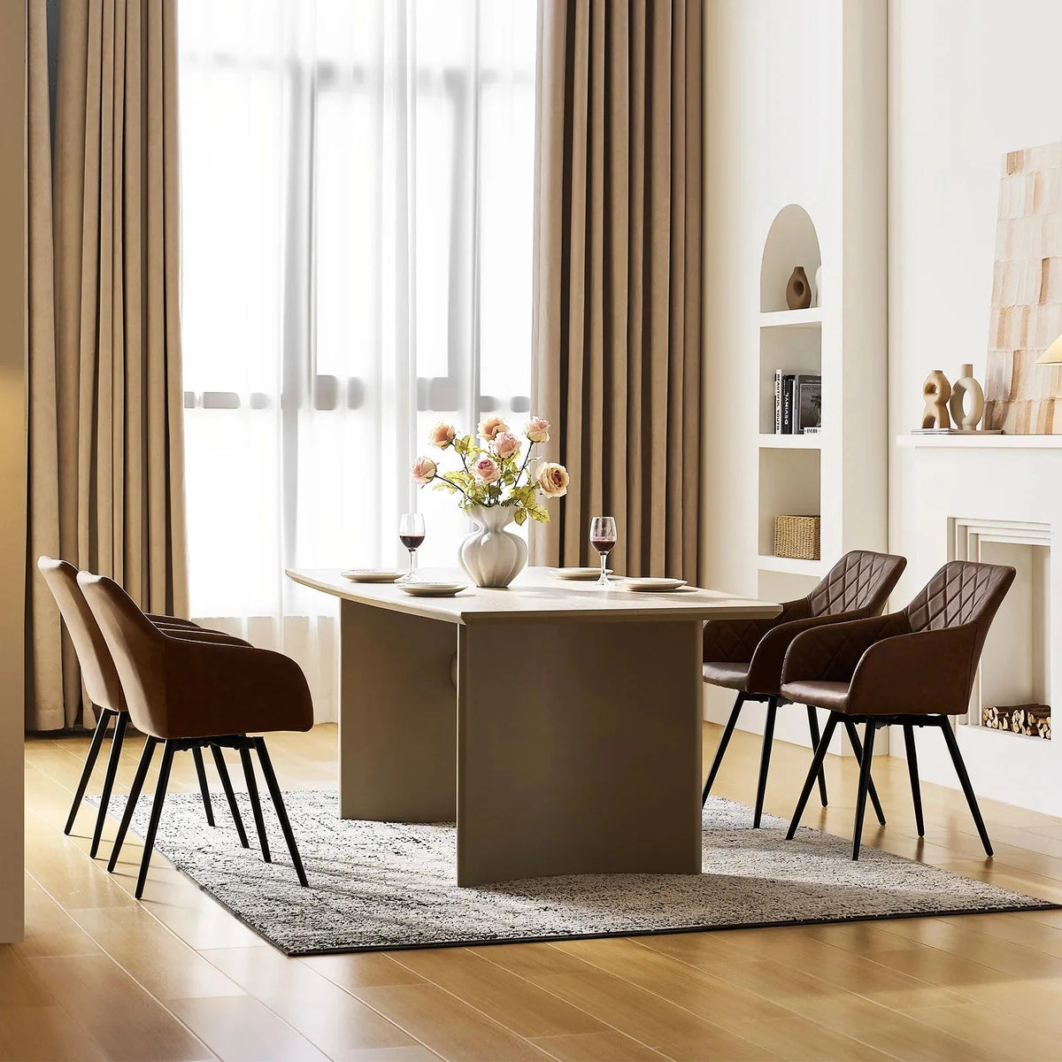 Moree Faux Leather Swivel Dining Chair Set Of 2 - 4 -  6