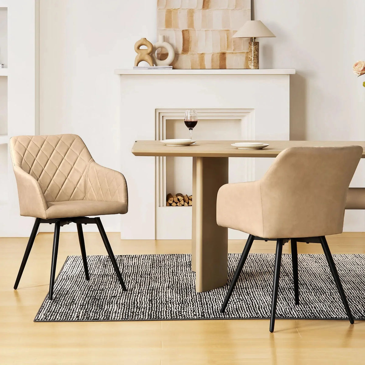 Moree Faux Leather Swivel Dining Chair Set Of 2 - 4 -  6