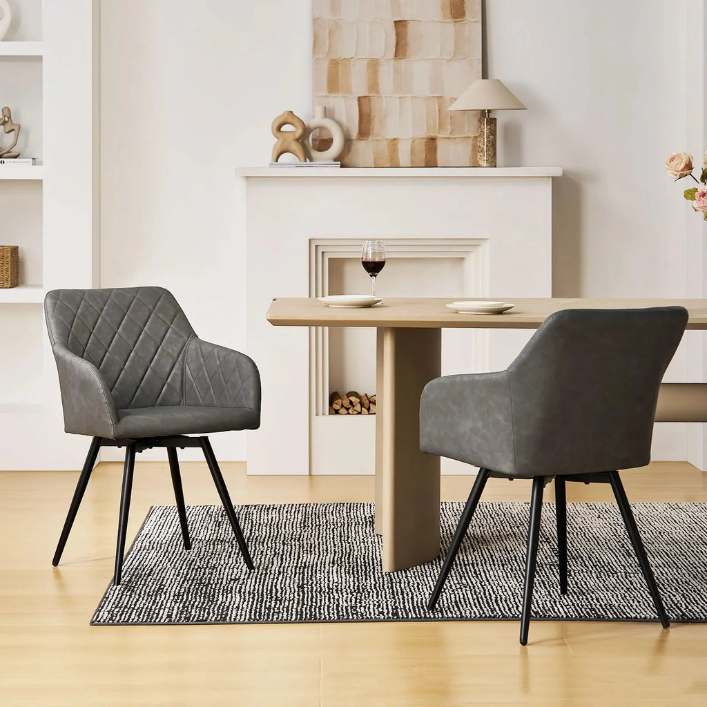 Moree Faux Leather Swivel Dining Chair Set Of 2 - 4 -  6