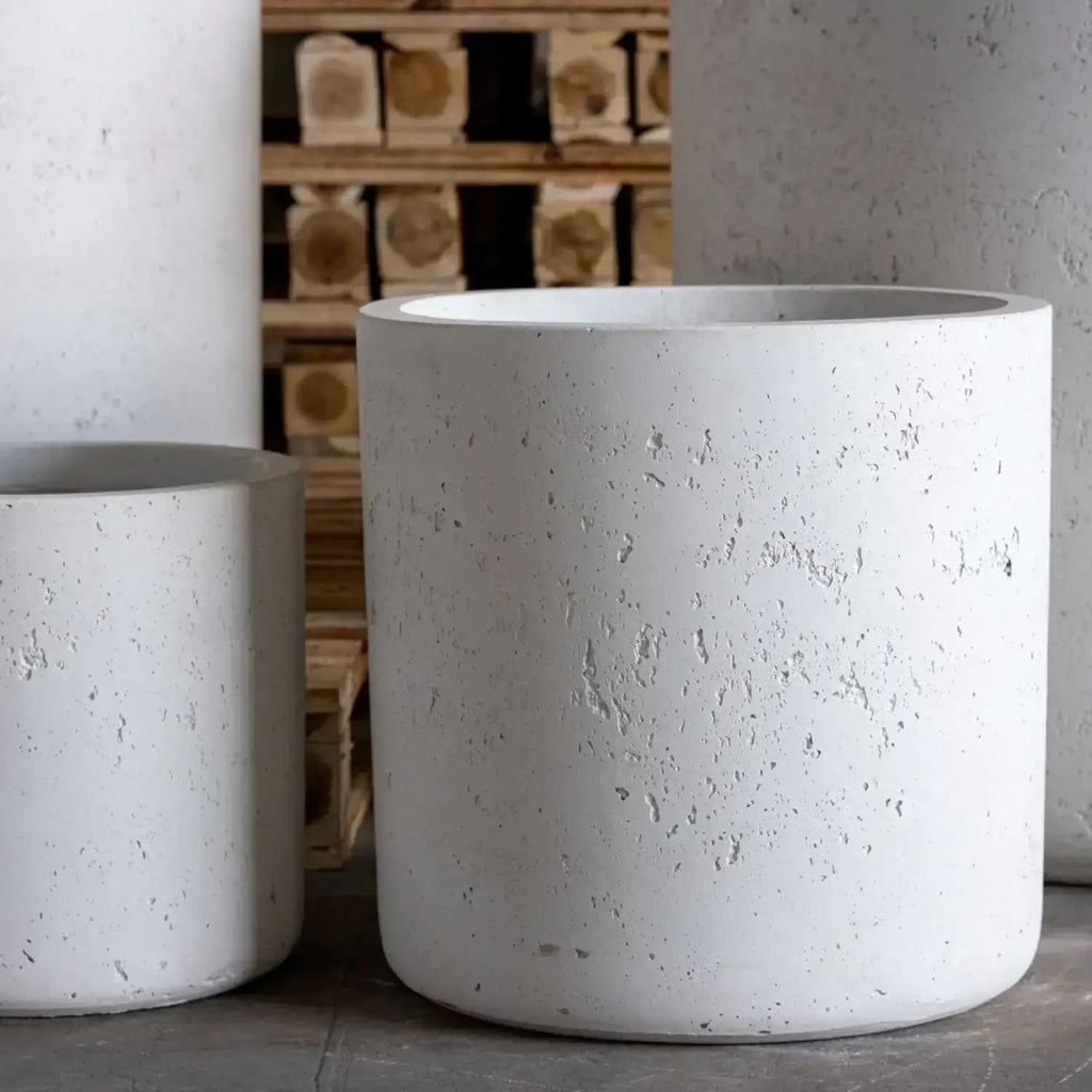 Aurella White Mist  Medium Concrete Cylinder Planter