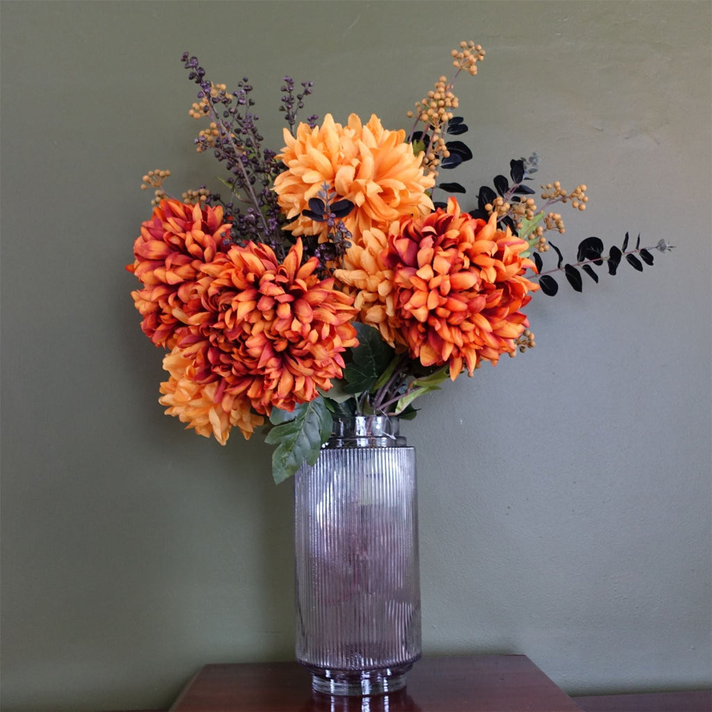 Glass Vase Clear Ridged Glass Vase 31cm Botanik-1