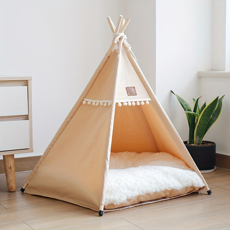 Linen Pet Teepee Bed-1