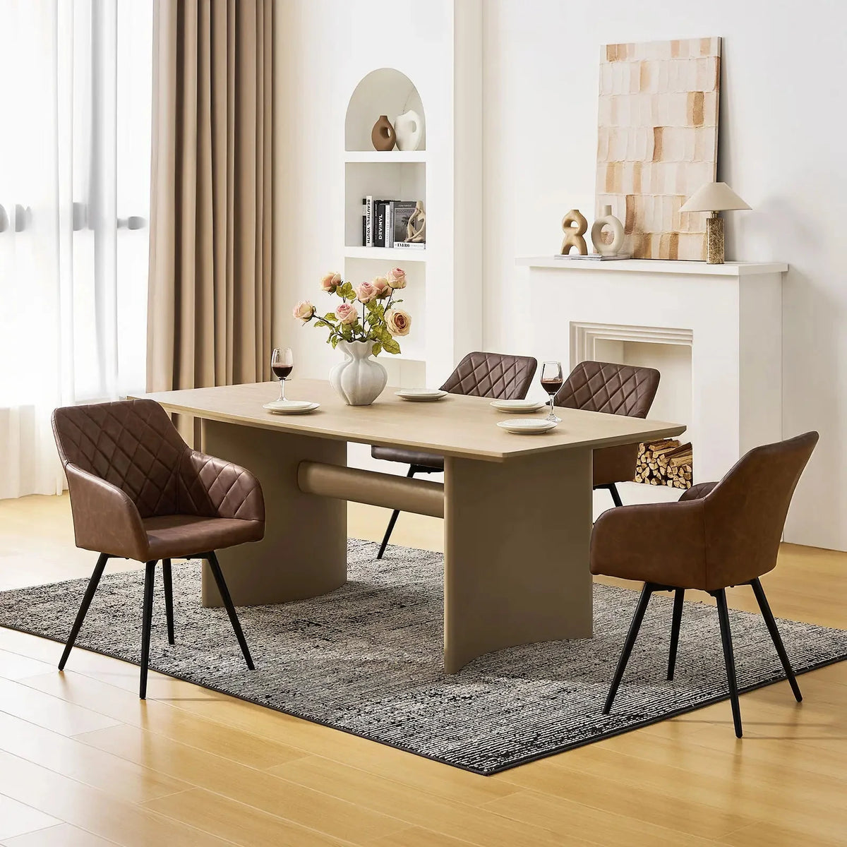 Moree Faux Leather Swivel Dining Chair Set Of 2 - 4 -  6