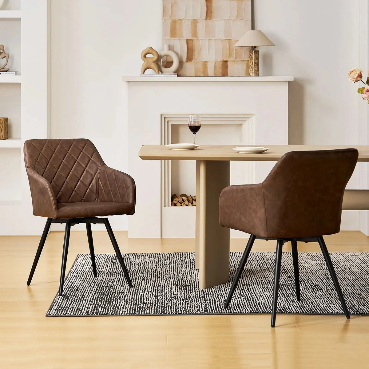 Moree Faux Leather Swivel Dining Chair Set Of 2 - 4 -  6