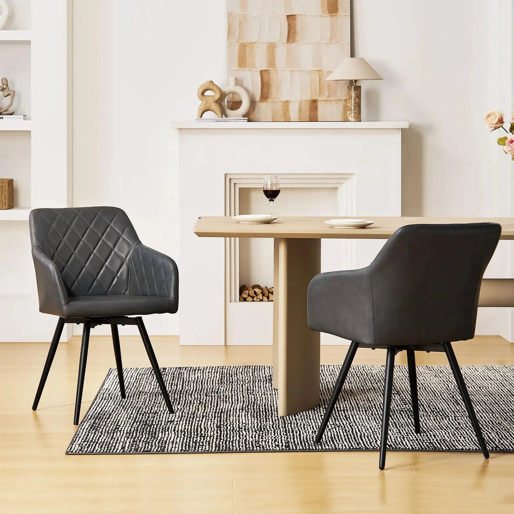 Moree Faux Leather Swivel Dining Chair Set Of 2 - 4 -  6