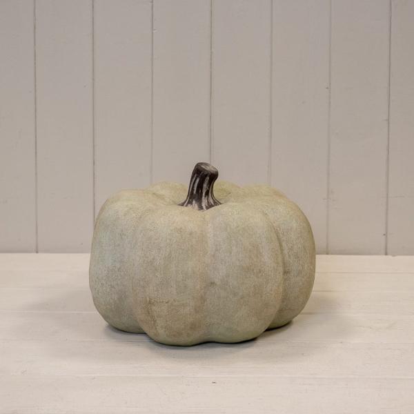 Dusty Green Large Ceramic Pumpkin Ornament