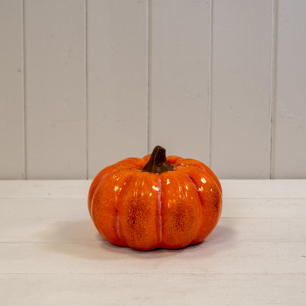 Large Orange Ceramic Vintage Style Pumpkin