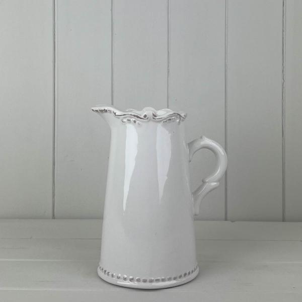 White Jug With Decorative Rim