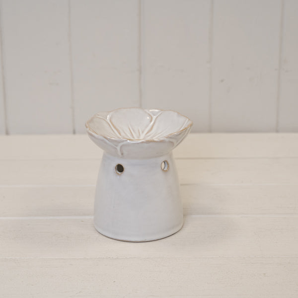 Natural Ceramic Oil Burner with Flower Design